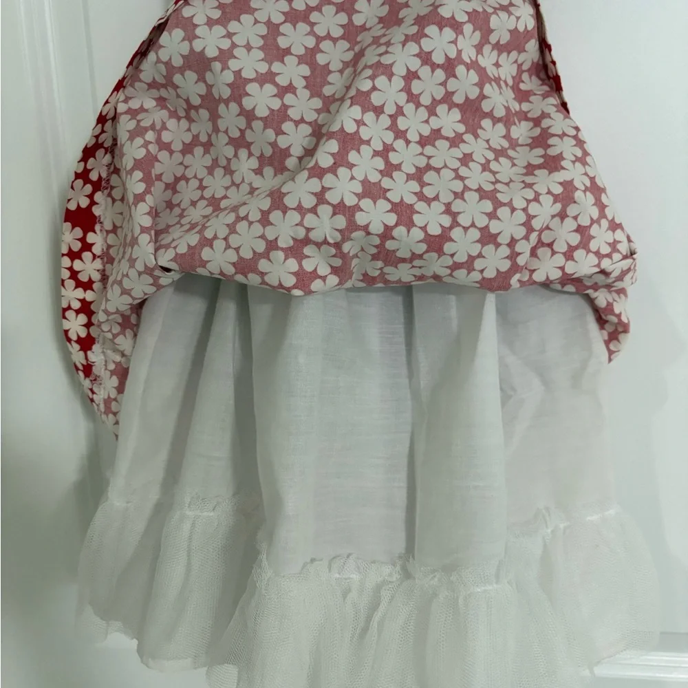 Floral Red and White Sleeveless Girls Party Dress - Picture 5 of 5